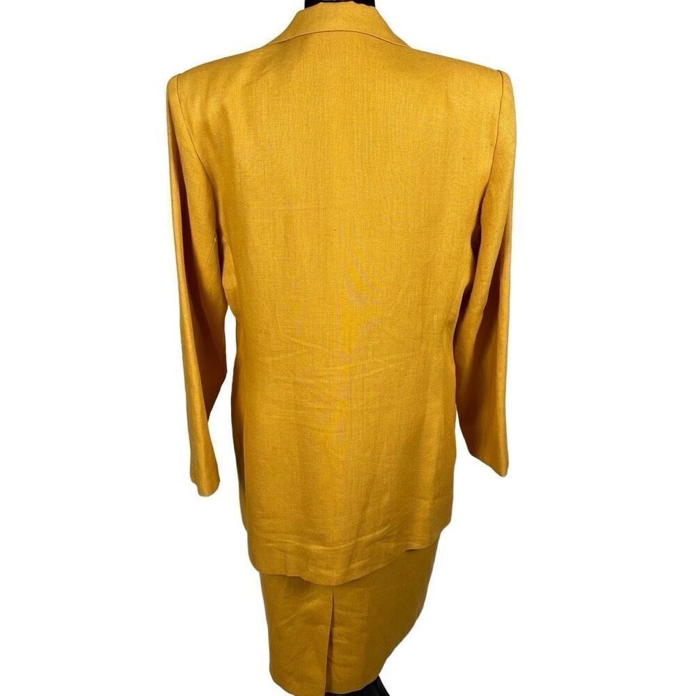 NY Sake Vintage 100% Linen Mustard Yellow Dress Suit Set - Women’s 10‎ - Picture 3 of 9